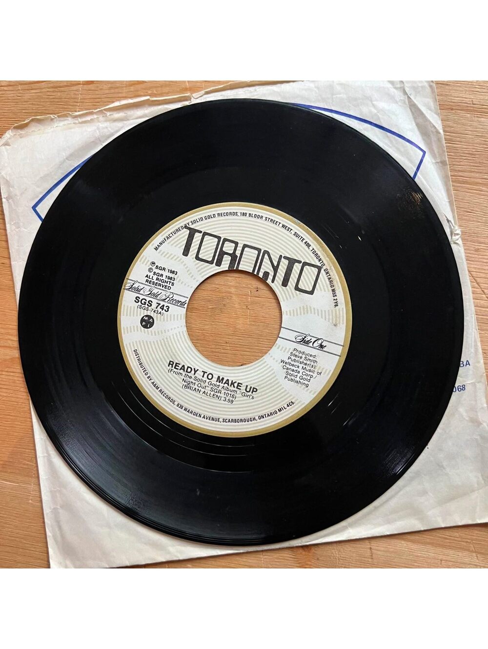 Toronto - Ready to Make Up/Standing In 45rpm VG+ R10